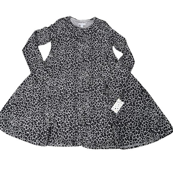 NWT Harper Canyon Girls Black Gray Leopard Long Sleeve Dress Size XL 14 16 - Picture 1 of 5